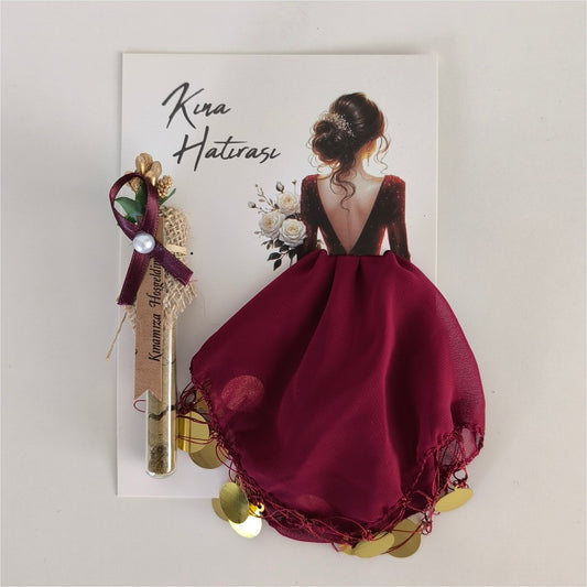 10x Kina Hatirasi Set Elegantes Henna Nacht Andenken, Deko-Reagenzglas & Karte Mendili Tanztücher Dügün Hochzeit Verlobung