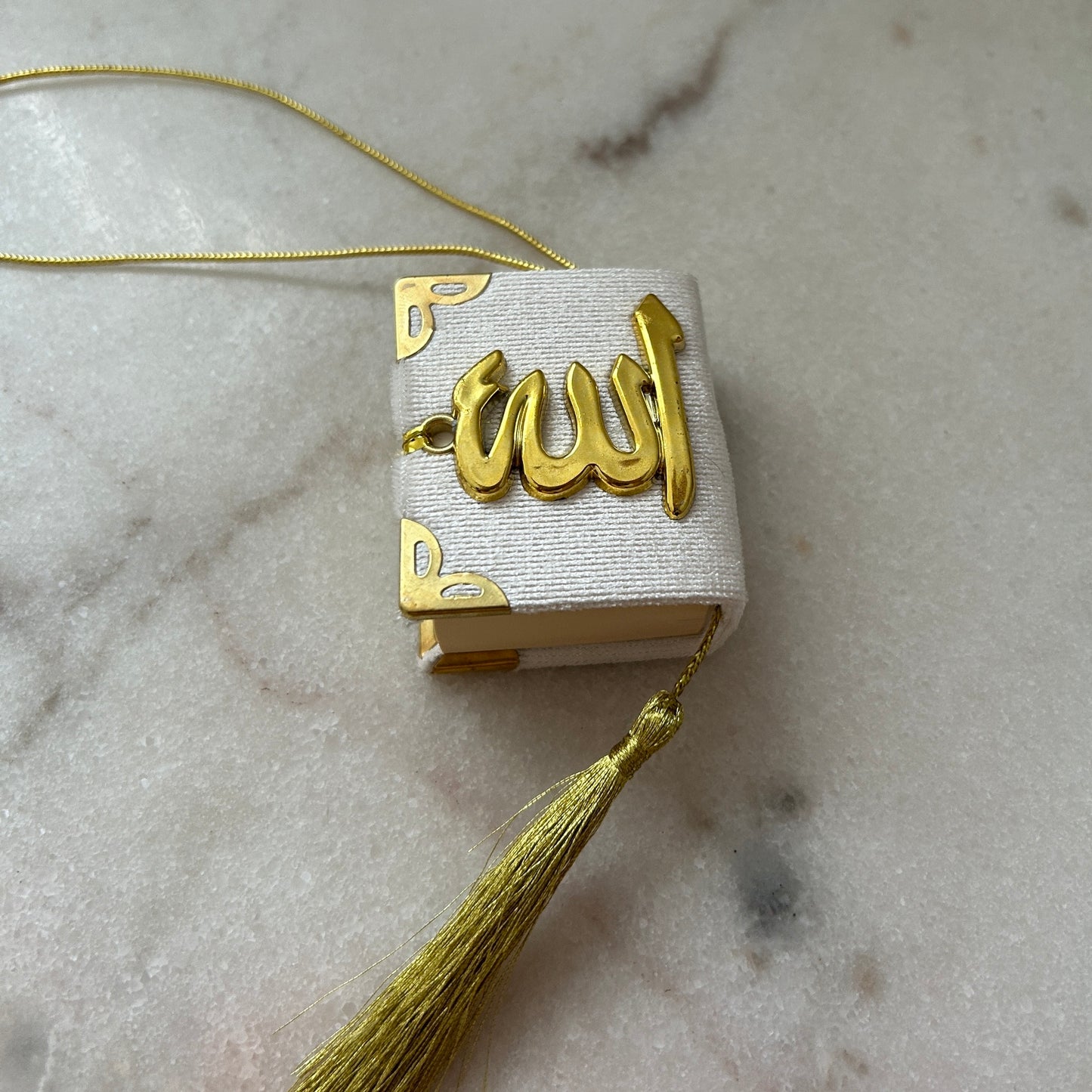 5x Mini Koran mit goldfarbigen Plexiglas "Allah" | Andenken | Beschneidung | Verlobungsgeschenk 5 × 5,5 cm