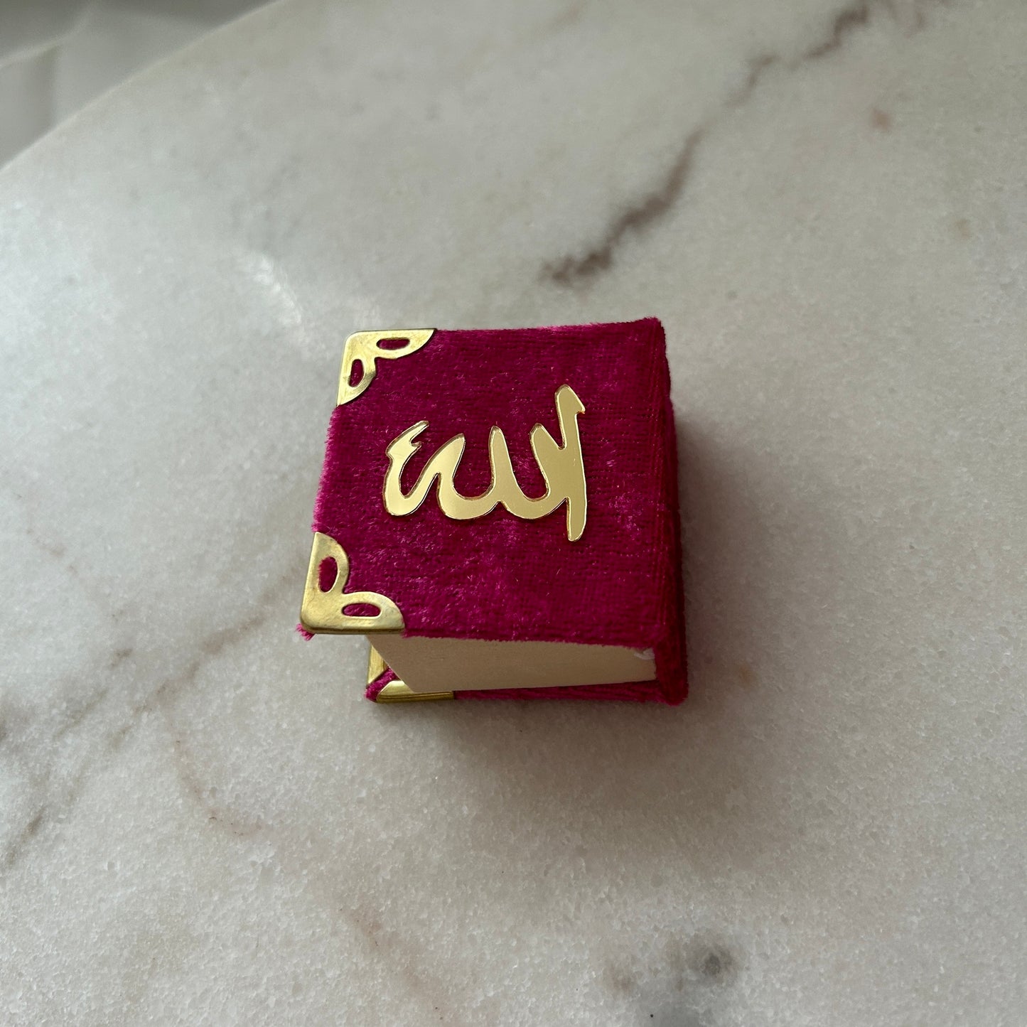 5x Mini Koran mit goldfarbigen Plexiglas "Allah" | Andenken | Beschneidung | Verlobungsgeschenk 5 × 5,5 cm