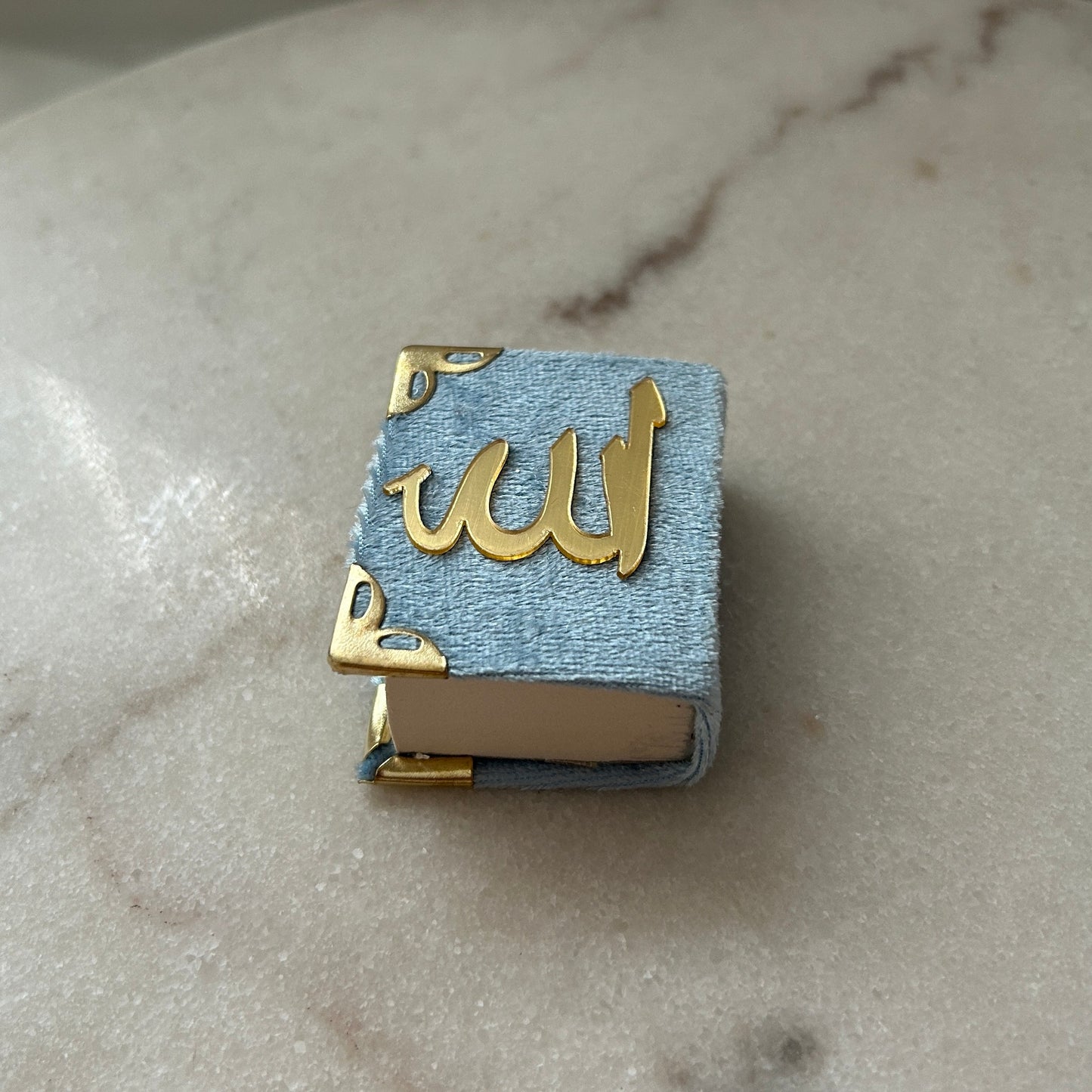 5x Mini Koran mit goldfarbigen Plexiglas "Allah" | Andenken | Beschneidung | Verlobungsgeschenk 5 × 5,5 cm