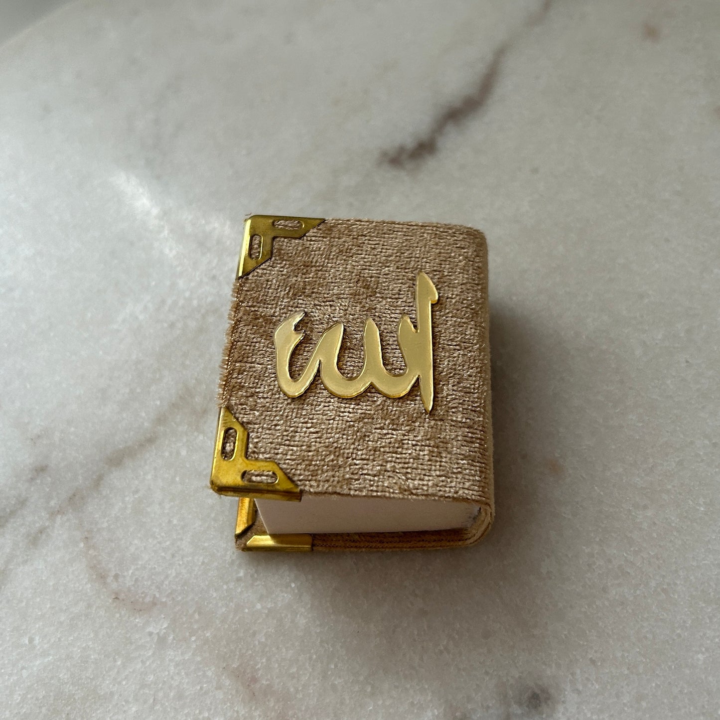 5x Mini Koran mit goldfarbigen Plexiglas "Allah" | Andenken | Beschneidung | Verlobungsgeschenk 5 × 5,5 cm