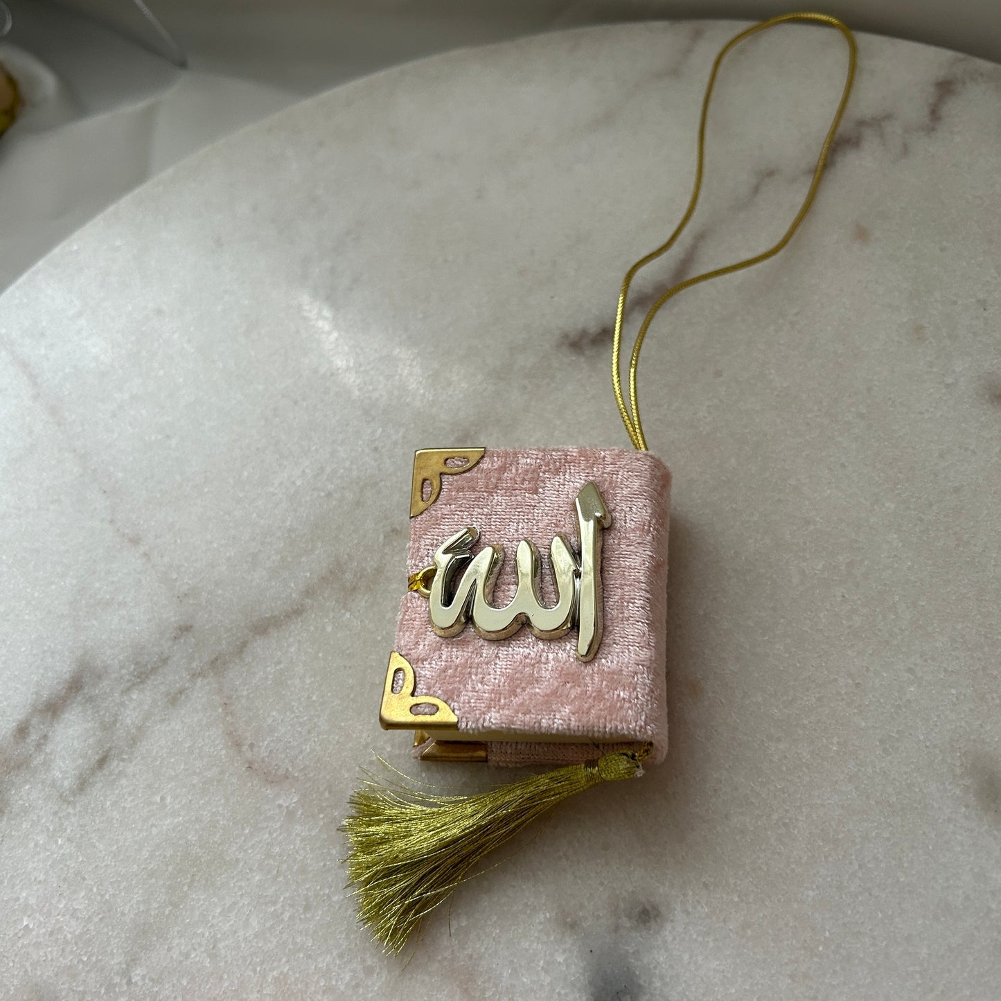 5x Mini Koran mit goldfarbigen Plexiglas "Allah" | Andenken | Beschneidung | Verlobungsgeschenk 5 × 5,5 cm